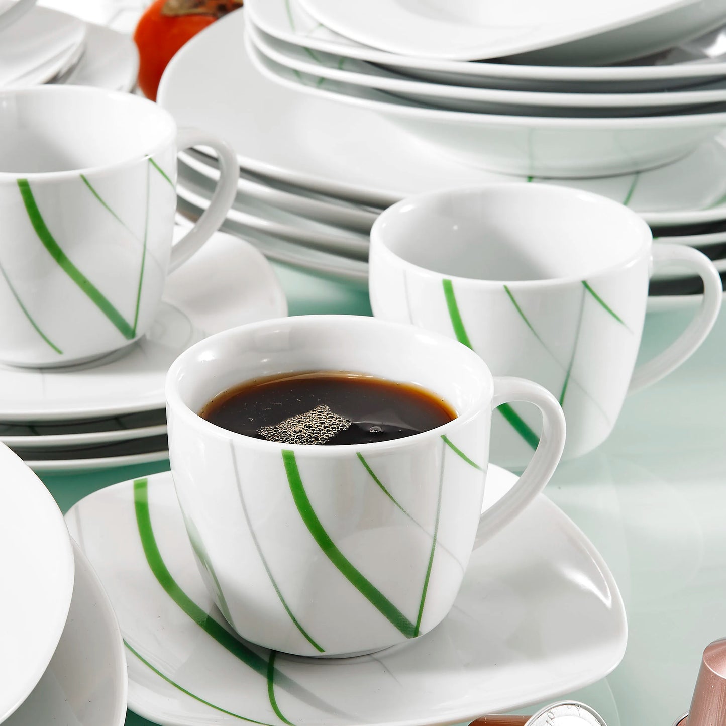 VEWEET AVIVA 30-Piece Green Line China Set