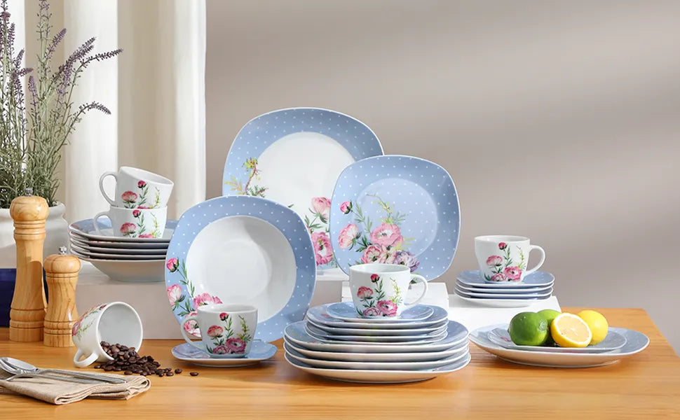 VEWEET Hannah Series Porcelain Ceramic Tableware Set - The Culinary Cabinet