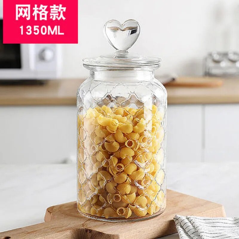 Modern Glass Jar with Sealed Heart-topped Lid - The Culinary Cabinet