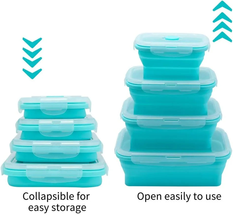 4 Pcs Silicone Collapsible Bento Box - The Culinary Cabinet