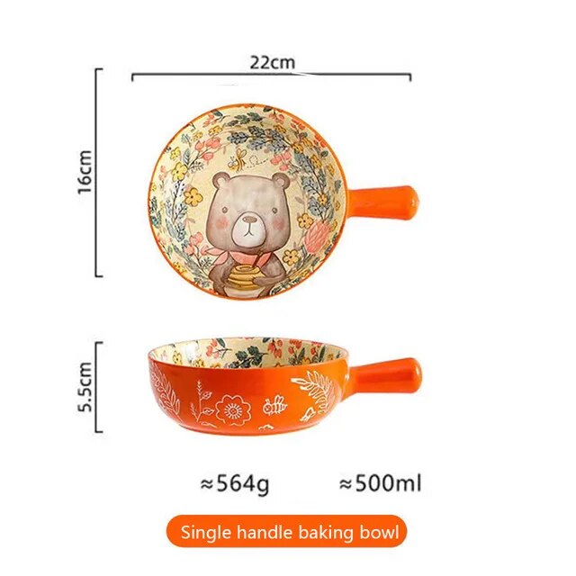 Forest Animals Ceramic Bakeware With Handle - The Culinary Cabinet