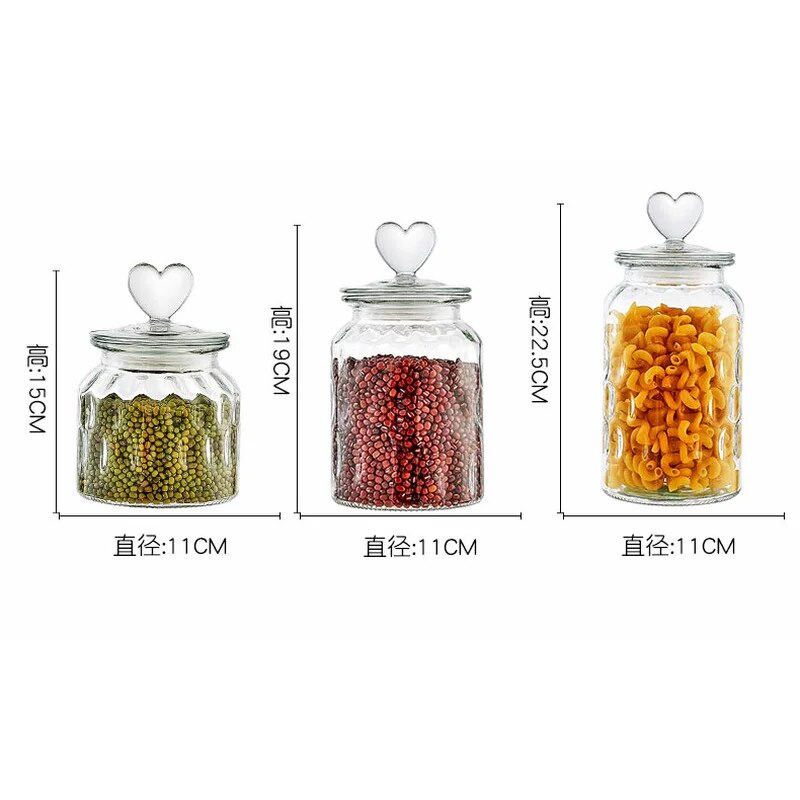 Modern Glass Jar with Sealed Heart-topped Lid - The Culinary Cabinet