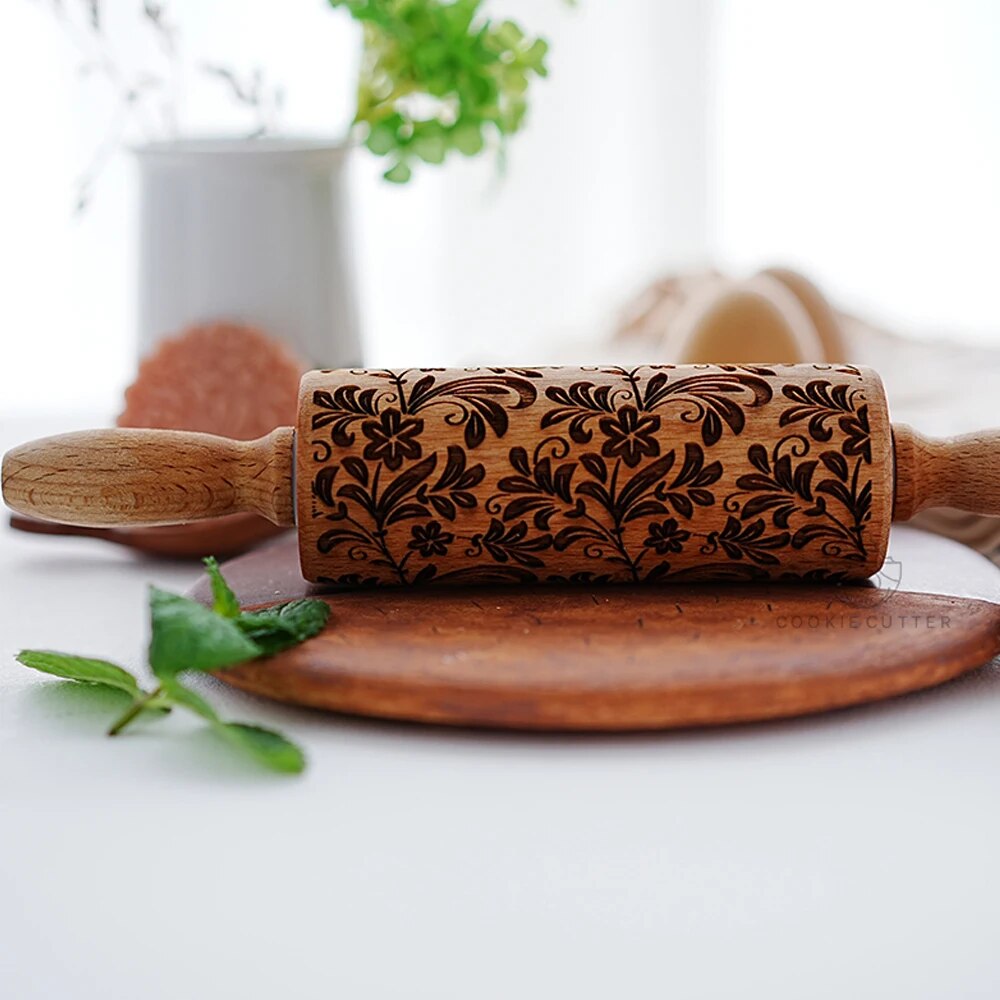 Jasmine Pattern Rolling Pin - The Culinary Cabinet