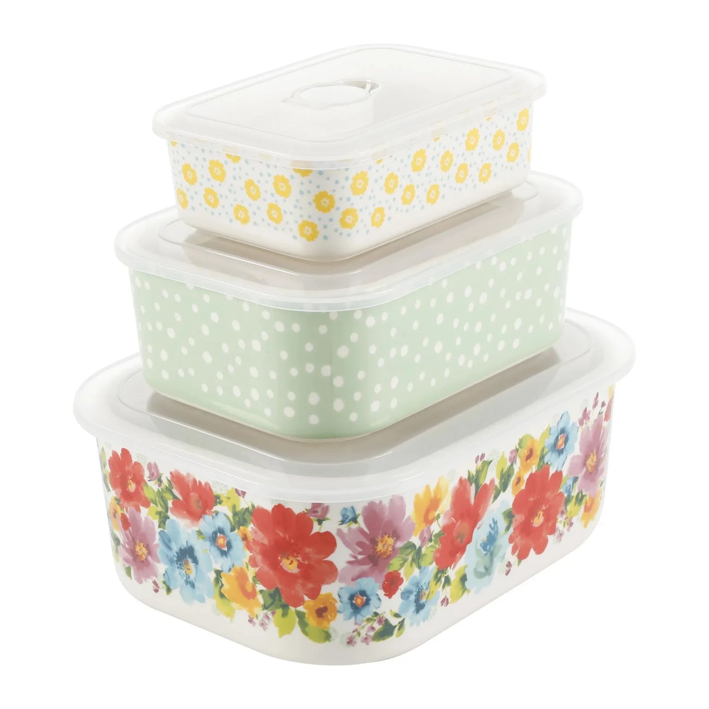 6-Piece Decorated Stoneware Storage Set with Lids