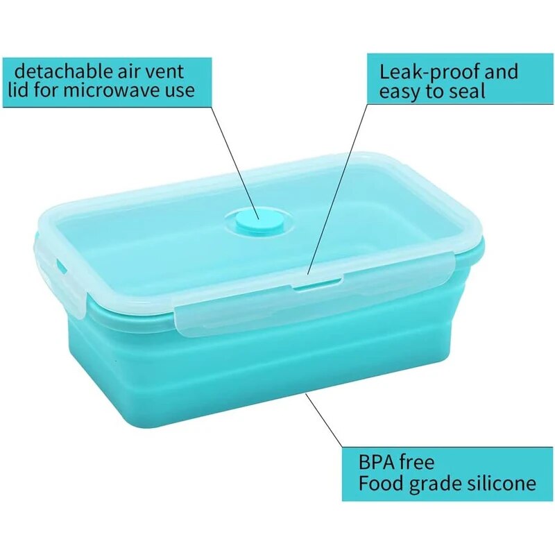 4 Pcs Silicone Collapsible Bento Box - The Culinary Cabinet