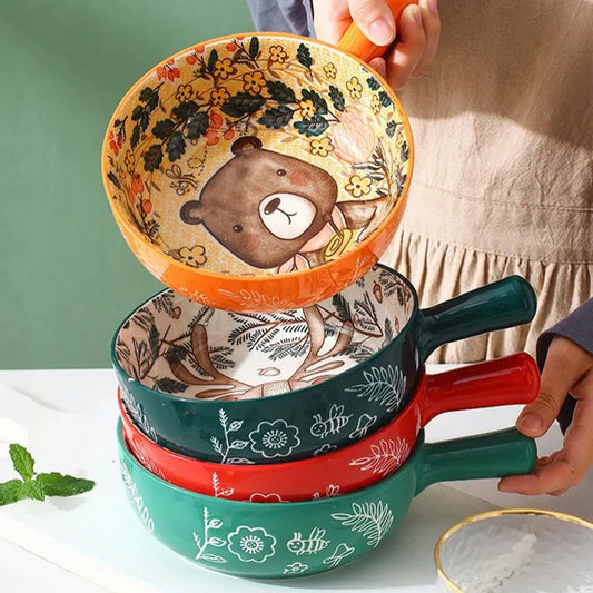 Forest Animals Ceramic Bakeware With Handle - The Culinary Cabinet