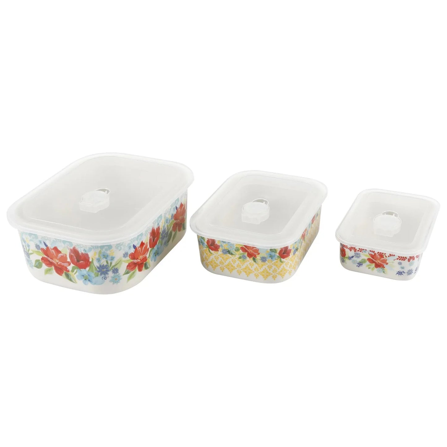 6-Piece Decorated Stoneware Storage Set with Lids