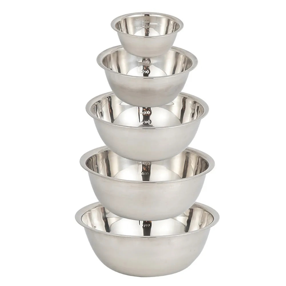 5Pcs Large Stainless Steel Mixing Bowl Set - The Culinary Cabinet