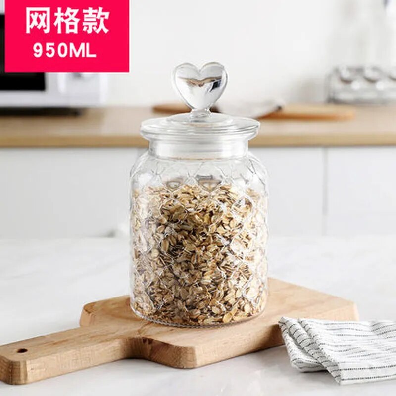 Modern Glass Jar with Sealed Heart-topped Lid - The Culinary Cabinet