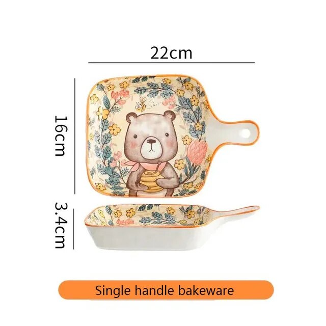 Forest Animals Ceramic Bakeware With Handle - The Culinary Cabinet