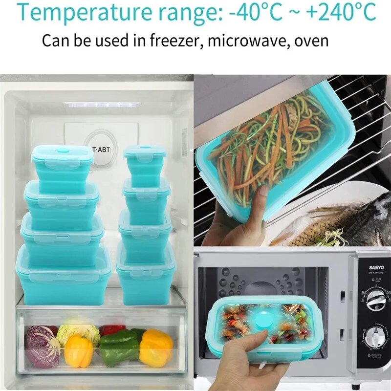 4 Pcs Silicone Collapsible Bento Box - The Culinary Cabinet