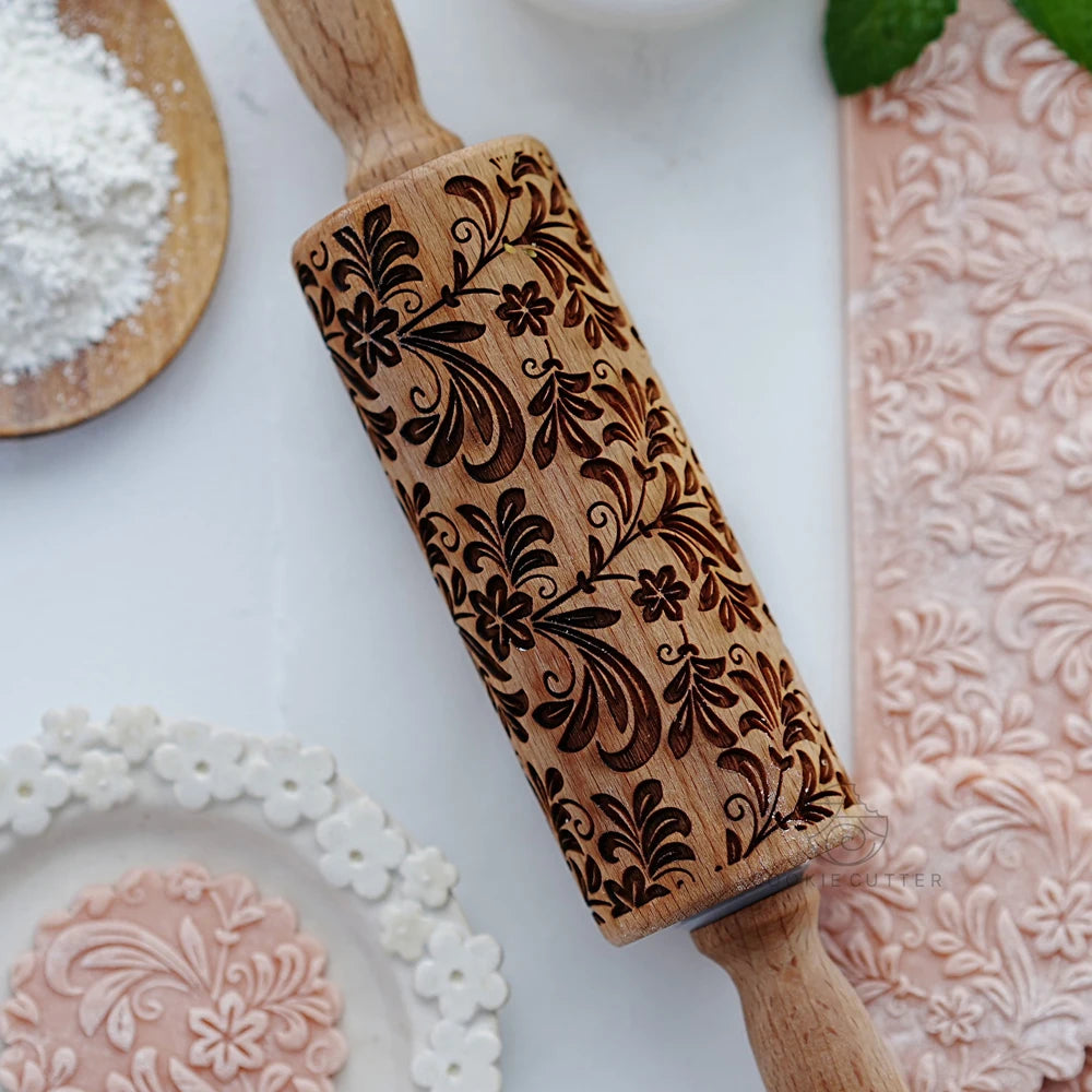 Jasmine Pattern Rolling Pin - The Culinary Cabinet