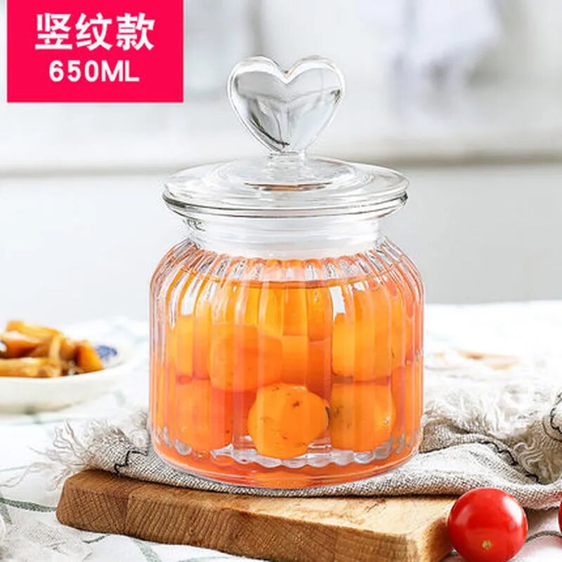 Modern Glass Jar with Sealed Heart-topped Lid - The Culinary Cabinet