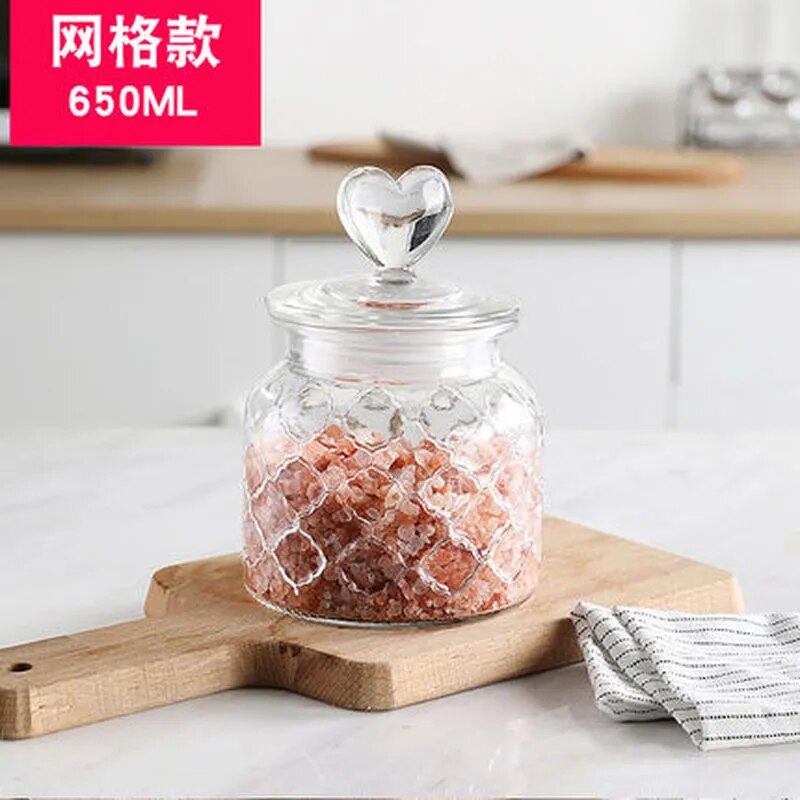 Modern Glass Jar with Sealed Heart-topped Lid - The Culinary Cabinet