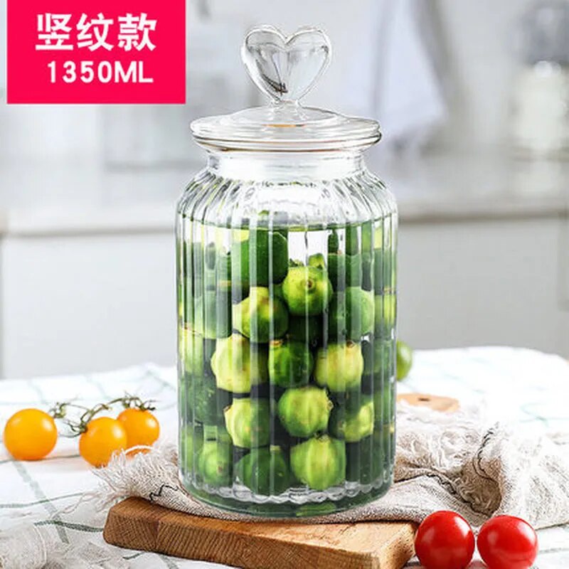 Modern Glass Jar with Sealed Heart-topped Lid - The Culinary Cabinet