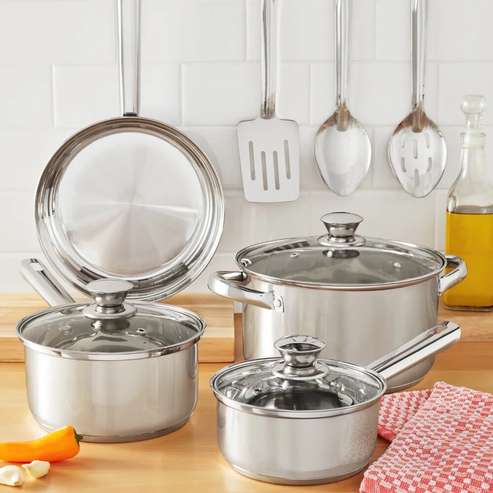 Mainstays Stainless Steel 10-Piece Cookware Set - The Culinary Cabinet