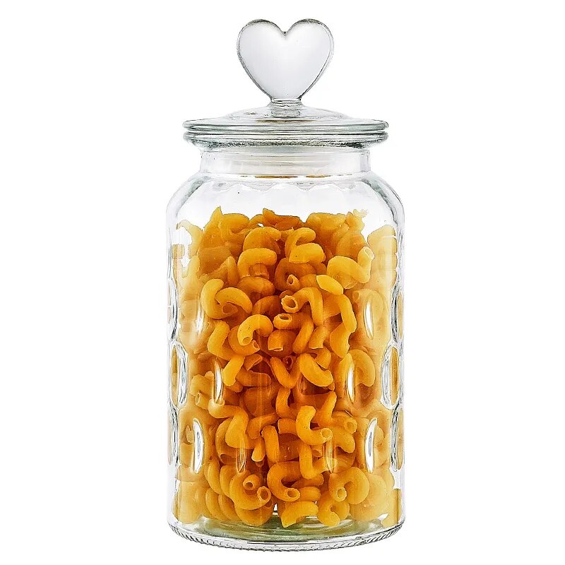 Modern Glass Jar with Sealed Heart-topped Lid - The Culinary Cabinet