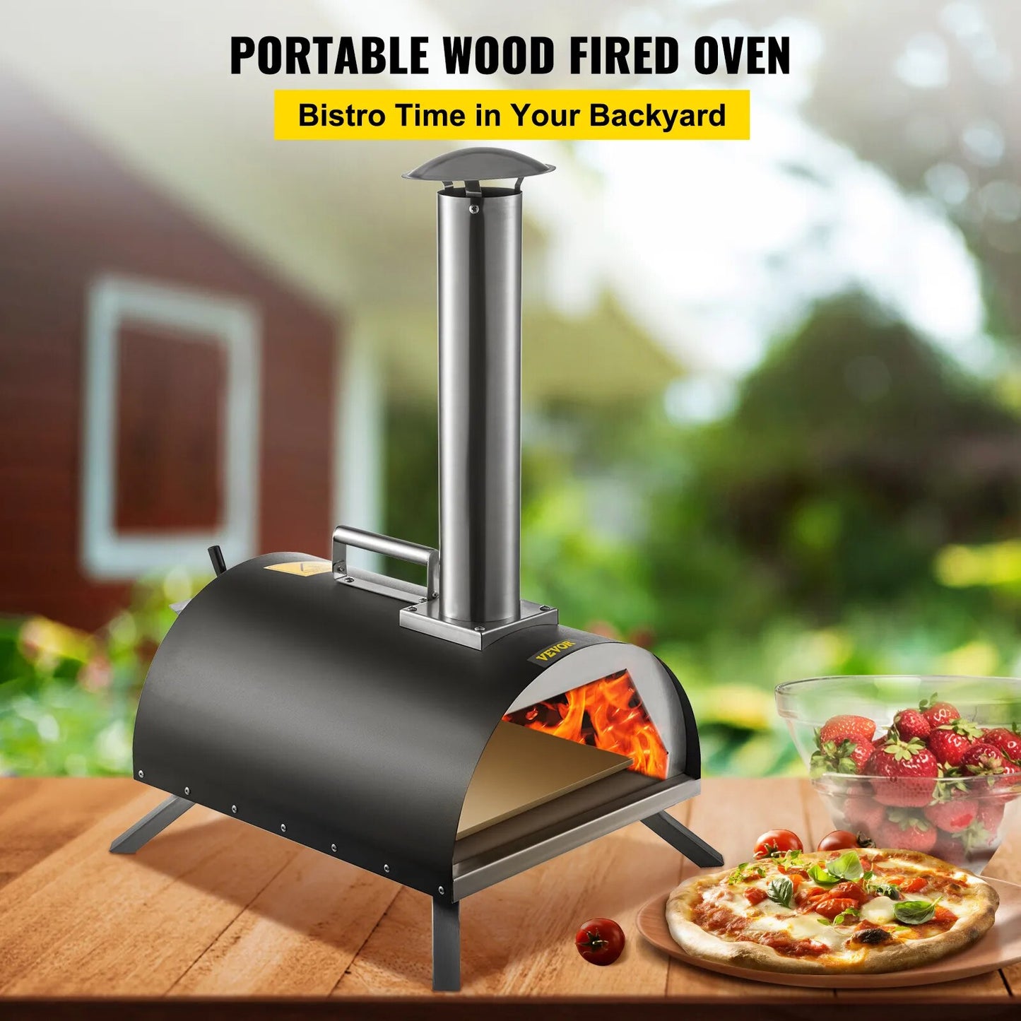 VEVOR Stainless Steel Wood Fired Pizza Oven - The Culinary Cabinet