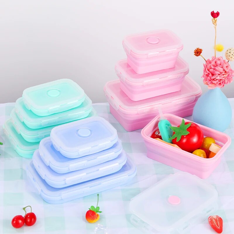 4 Pcs Silicone Collapsible Bento Box - The Culinary Cabinet