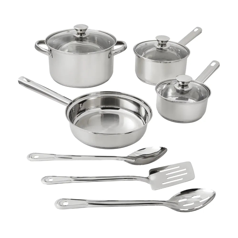 Mainstays Stainless Steel 10-Piece Cookware Set - The Culinary Cabinet