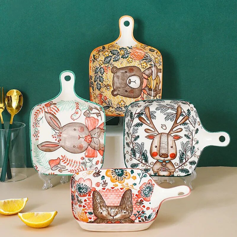 Forest Animals Ceramic Bakeware With Handle - The Culinary Cabinet