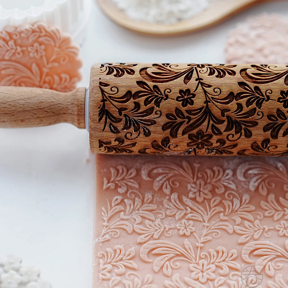 Jasmine Pattern Rolling Pin - The Culinary Cabinet