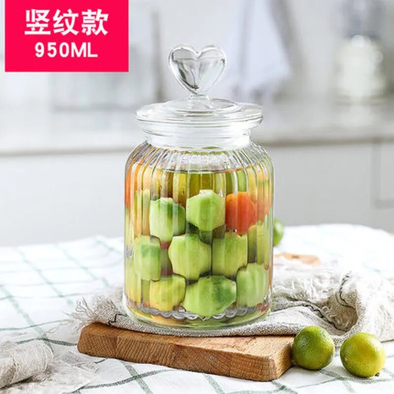 Modern Glass Jar with Sealed Heart-topped Lid - The Culinary Cabinet