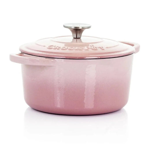 2 Piece 3 Quarts Enamled Cast Iron Dutch Oven with Lid in Blush Pink - The Culinary Cabinet