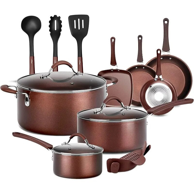 NutriChef 14 Piece Nonstick Cookware Set - The Culinary Cabinet