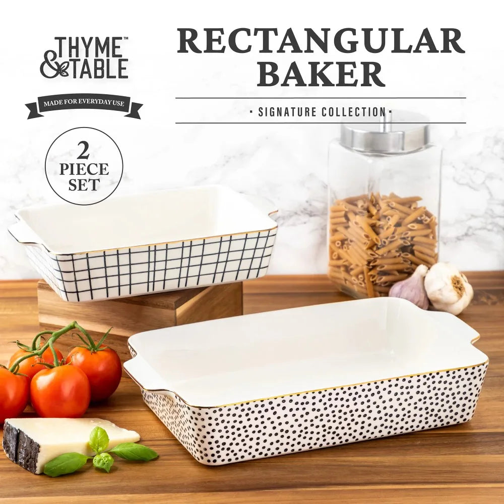 2-Piece Rectangular Stoneware Baking Dish Set